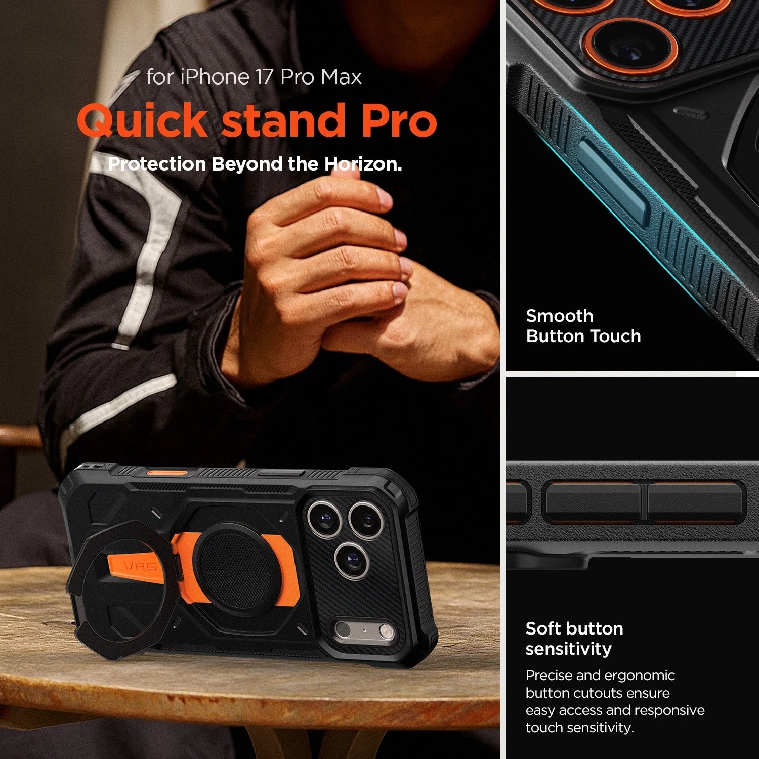 Apple iPhone 17 Pro Max Case etron  [Quickstand Pro] Magnetic Kicstand Case